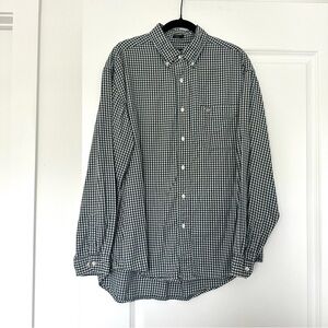 Dockers (L) Soft Cotton Check Print Button Down Long Sleeve- Cream Green Blue